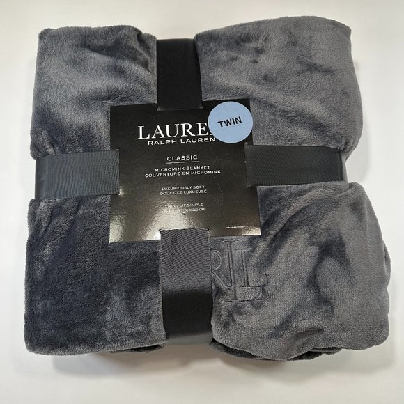 Ralph Lauren Bedding Nwt Ralph Lauren Twin Blanket Grey Micromink Blanket Poshmark